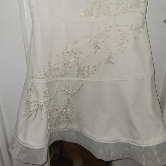 Miri Couture White Bridal Sheath Mini Dress Size Small Wedding Bridal Shower - Picture 7 of 10